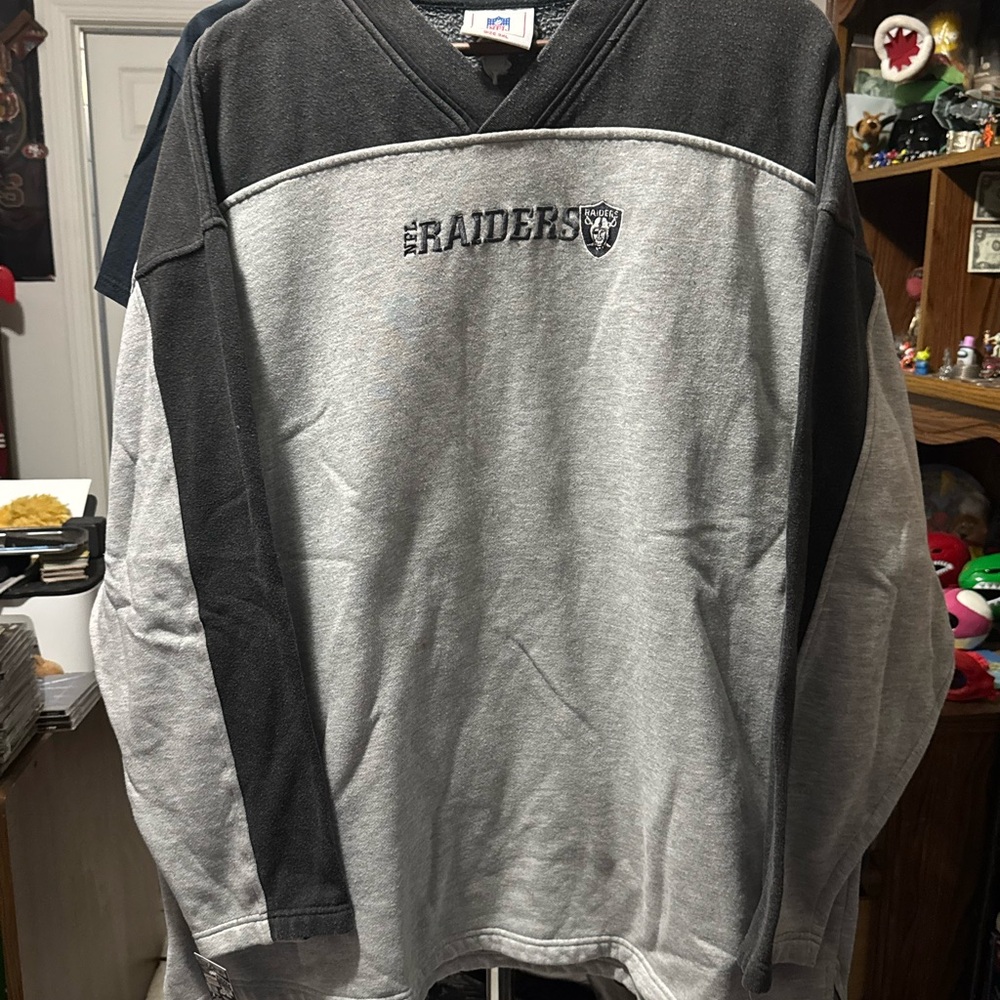 Vintage Raiders Sweatshirt Mens 3XL Vneck NFL Sweater Football